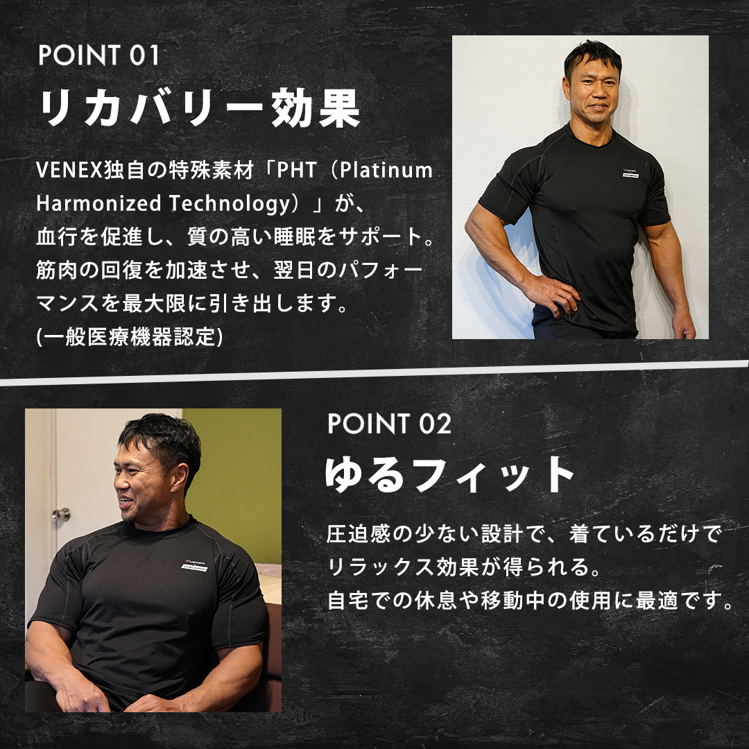 IRON NERVE × VENEX リチャージ＋ 【一般医療機器】ショートスリーブ