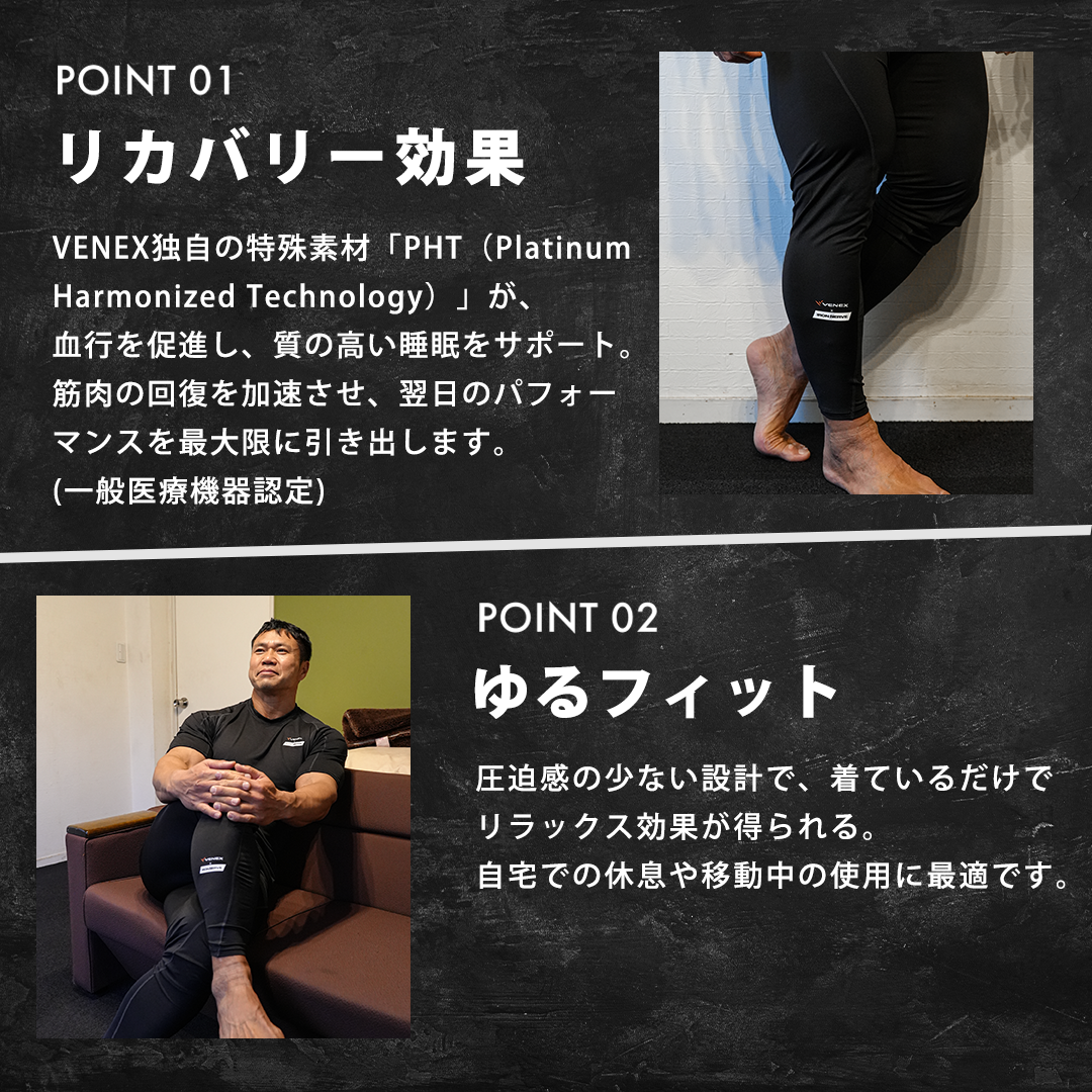 IRON NERVE × VENEX リチャージ＋ 【一般医療機器】ロングタイツ