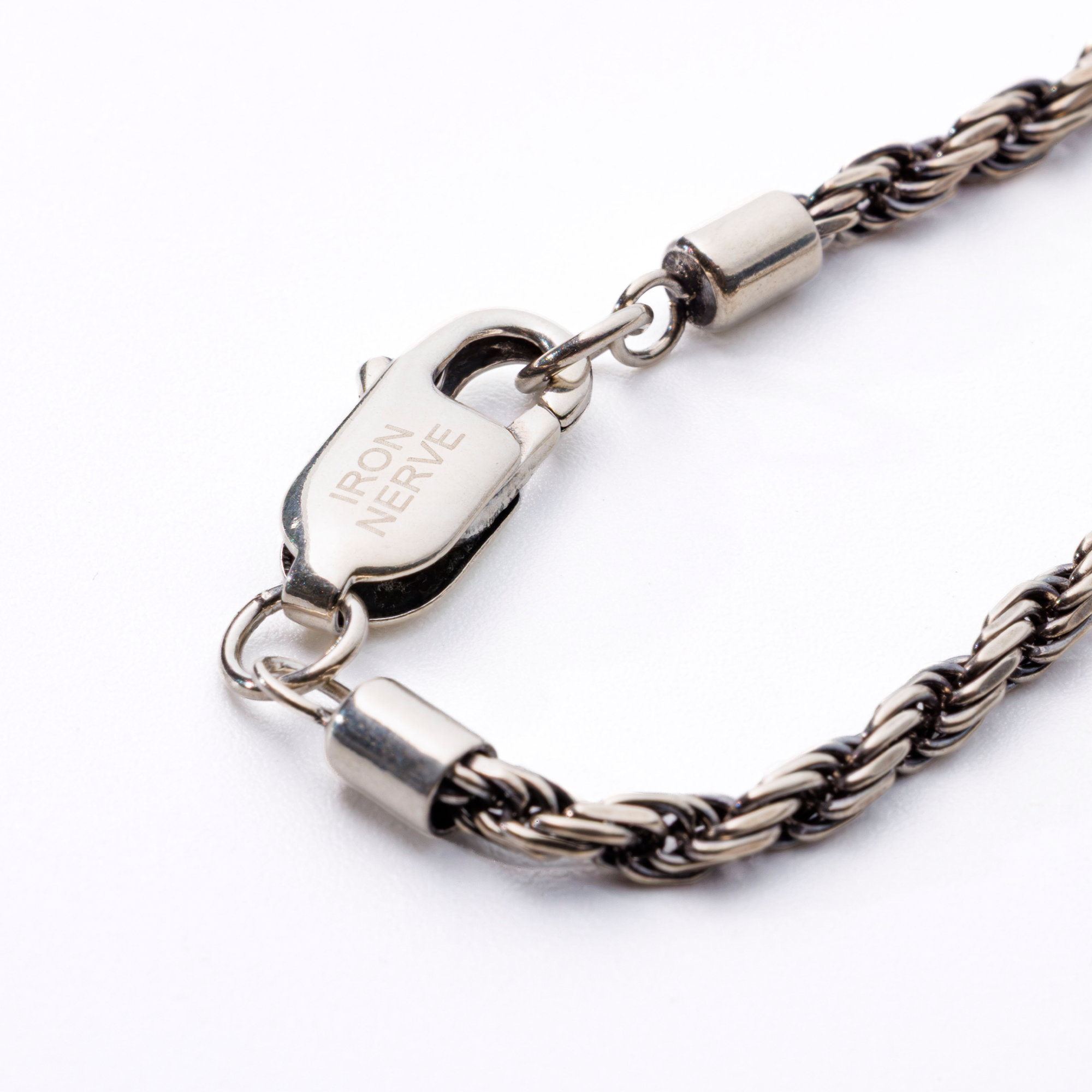 IRON NERVE SILVER TWISTED CHAIN NECKLACE – JURASSIC GEAR