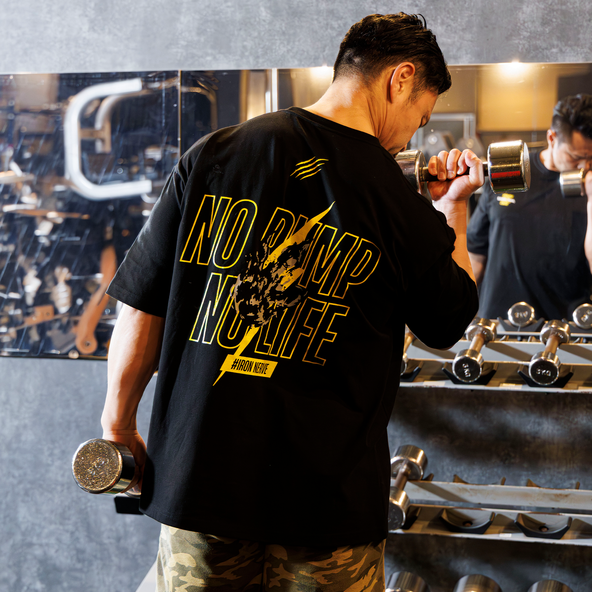 NABBA JAPAN × BLACK GYM コラボTシャツ GOLD'S GYM × IRON NERVE COLLABORATION T-SHIRTS JURASSIC